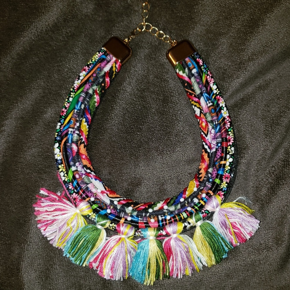 Ella & Elly Rainbow layed tassel statement necklac - Picture 2 of 3